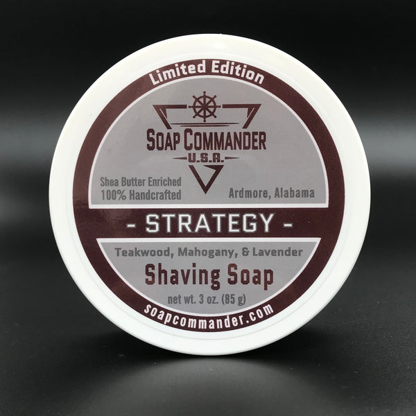 Soap Commander Strategy shaving soap; 3 oz.; Teakwood, Mahogany, and Lavender